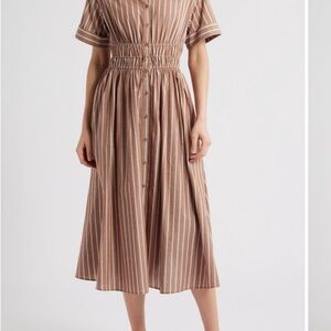 En Saison Stripe Cotton Midi Shirtdress